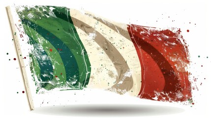 Abstract watercolor paint splashes in Italy flag colors. Grunge conceptual horizontal banner