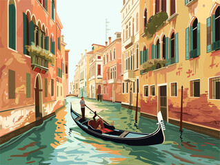 Venetian Gondola Excursion: Experience the Enchanting Charm of Italy's Romantic Waterways - obrazy, fototapety, plakaty
