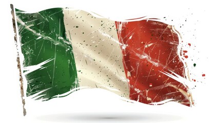 Abstract watercolor paint splashes in Italy flag colors. Grunge conceptual horizontal banner
