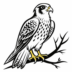 illustrate-a-vector-outline-of-a-falcon-on-the-tre 