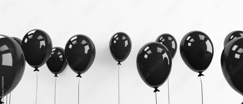 Wall mural Balloons black on white. 3D rendering