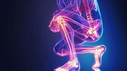 Rendering of a 3D illustration of a knee injury suffered by a jogger