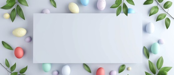 An Easter egg design on a white background with a green leaf pattern. Creative 3D rendering.