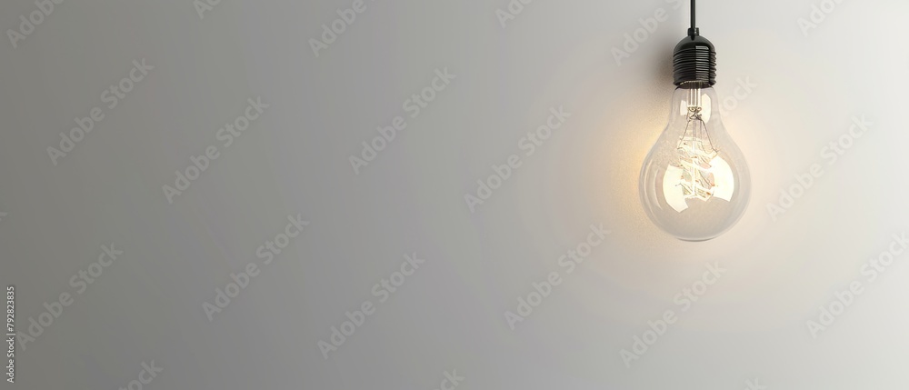 Poster a lightbulb on a white background. this is a three-dimensional rendering
