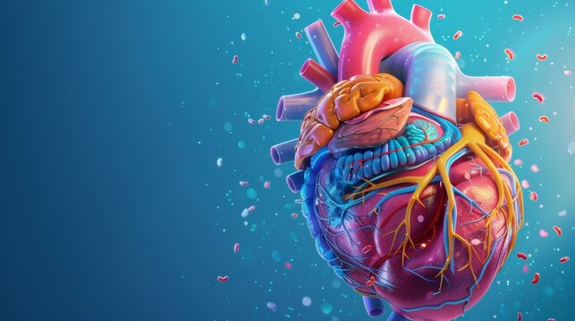 Human heart rendered in 3D medically accurate