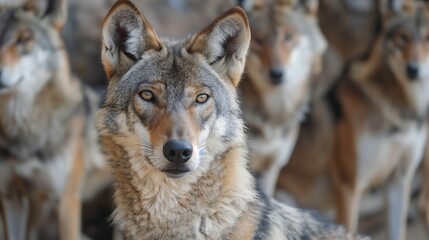 Fototapeta premium Wolf Canis Lupus Arabs Staring on the Camera
