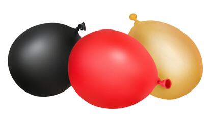3 Luftballons schwarz rot gold und Hintergrund transparent PNG cut out