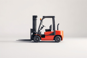 professional photo capturing the power and precision of a forklift, set against a white background to accentuate its features and role in material handling tasks.