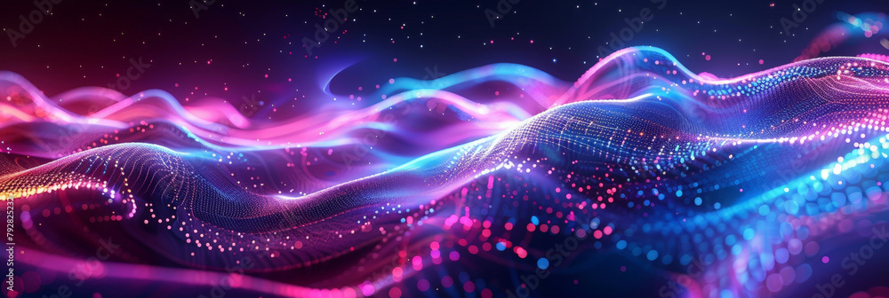 Poster 3d abstract dots representing digital binary data. concept for big data, deep machine learning, arti
