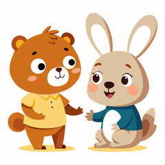 little-cute-rabbit-and-bear-cub-are-talking--in-fu