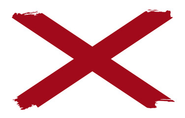 Alabama state flag with paint brush strokes grunge texture design. Grunge United States brush stroke effect