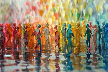 Belonging visualized in a paper art installation with individual figures connecting to form a cohesive interdependent community