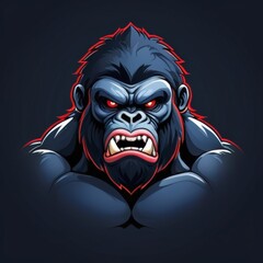 Intimidating King Kong Logo with Red Eyes and Prominent Teeth, Depicting Strength and Ferocity