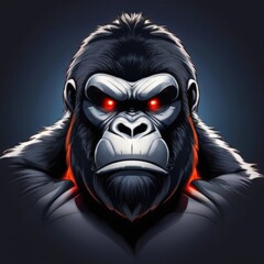 Fierce King Kong Mascot Logo, Showing Sharp Teeth and Intimidating Eyes, Ideal for Esport Logos