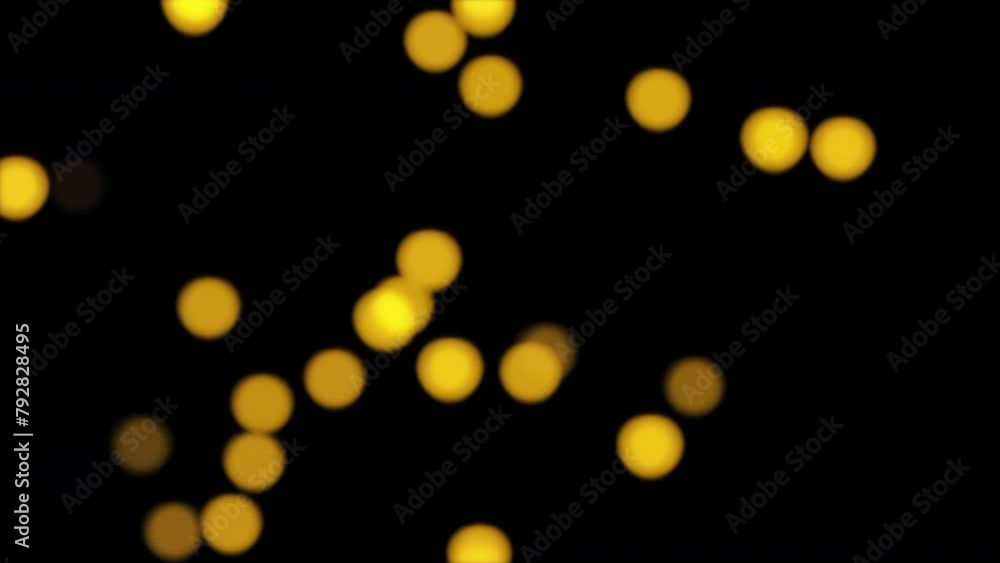 Poster abstract loop blurred festive yellow gold lights bokeh particles motion 3d animation on black backgr