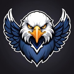 Esport Logo with a Fierce Eagle Mascot, Broadly Spread Wings and Sharp Red Eyes, Representing Strength and Speed