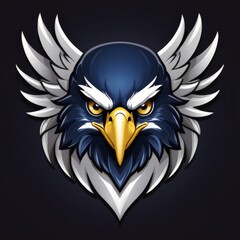 Eagle Mascot Logo with a Defiant Expression and Red Eyes, Flapping Its Wings in Dynamic Action, Suitable for Esports