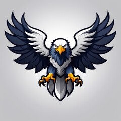 Logo Mascot of an Eagle with Wide Open Wings and Glowing Red Eyes, Conveying Authority Suitable for Esport Teams