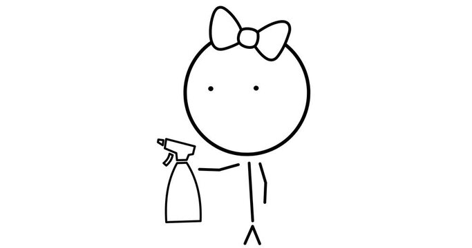 Girl with cleaning product
