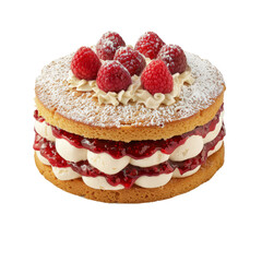 Obraz na płótnie Canvas Victoria sponge cake layered with jam and cream displayed on a white dish