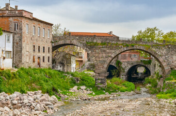 ancient Pergamon bridge over Selinus river in Bergama (Izmir province, Turkiye)
