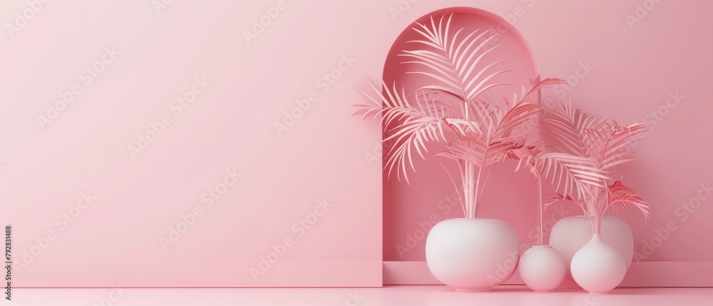 Poster the design of this minimal scene is creative and on a pink background. it has been rendered in 3d