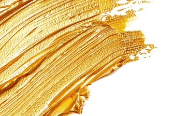 Glistering Gold Streaks for Make-Up Industry: Abstract Metallic Details with Closeup Texture and Streaks on White Background