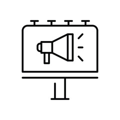 Billboard icon. Simple outline style. Outdoor advertising, AD, outside, banner, advert, marketing, signboard, media, business concept. Thin line symbol. Vector illustration isolated.