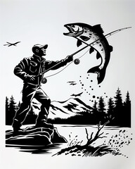 A man is fishing and has caught a fish - 792831696