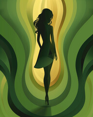 A woman is walking through a green tunnel - 792832073