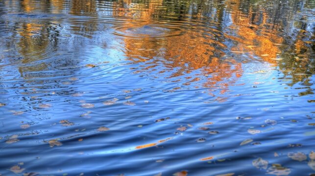 Closeup of a body of water with HDR imaging capturing the reflections and highlights on the surface creating a more dynamic and realistic image of the scene. .