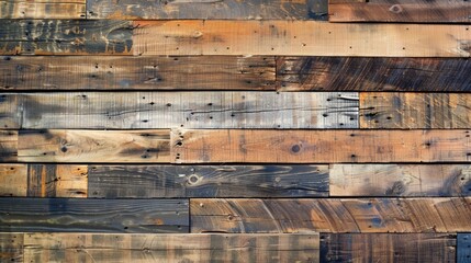Horizontally-Laid Pallet Wall with Recycled Wood Panels and Rustic Hardwood Accents