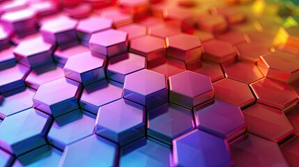 Vibrant colorful hexagons arranged in a gradient