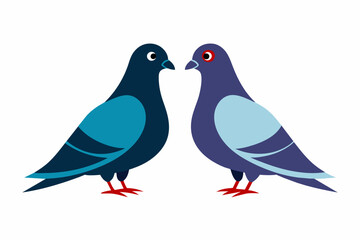  pigeon birds couple face to face vector artwork illustration 