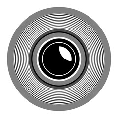 monochrome black repeat circle center camera lens detail with depth for background, design, graphic resources