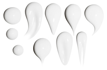 A set of smears of cosmetic cream on a blank background.