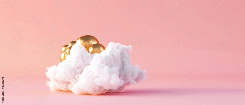 Poster an example of a 3d rendering with gold 2020 on a pastel pink background. a creative idea.