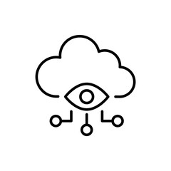 Cloud surveillance outline icons, minimalist vector illustration ,simple transparent graphic element .Isolated on white background