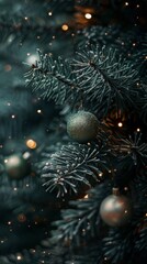 Obraz na płótnie Canvas A close up of a christmas tree with ornaments
