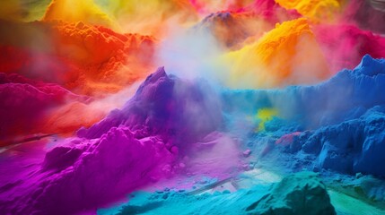 A Surreal Digital Mountainscape with a Vivid Spectrum of Psychedelic Colors