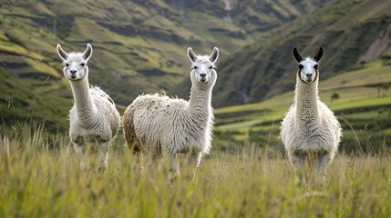 Some white llamas in outdoor