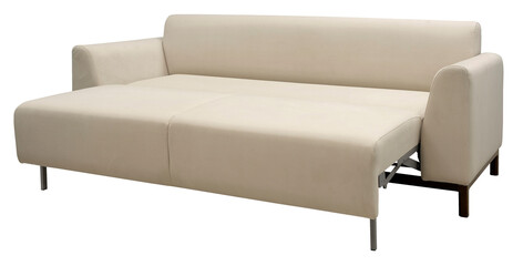 Sofa isolated on white background. Including clipping path. The sofa is laid out for sleep