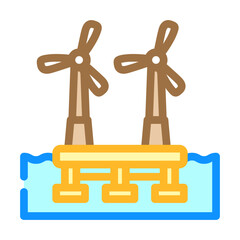 floating wave platform color icon vector. floating wave platform sign. isolated symbol illustration