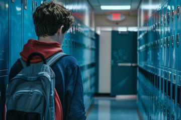 In the solitude of a locker hallway - a student confronts hateful messages on their locker - a stark depiction of bullying's cruel face