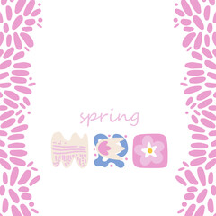 Spring abstract vector background with flowers and leaves. Modern flat design for greeting card, invitation, social media post, poster, mobile app, advertising.