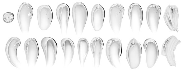 set of smears of transparent cosmetic gel. On an empty background. PNG