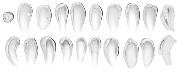 set of smears of transparent cosmetic gel. On an empty background. PNG