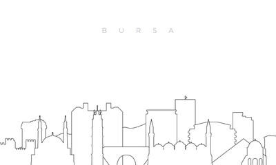 Outline Bursa skyline. Trendy template with Bursa buildings and landmarks in line style. Stock vector design. 