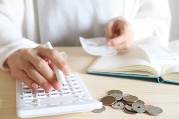 計算機を使う女性　家計イメージ