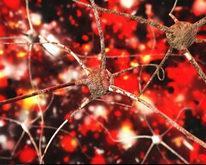 neuron, neuron transmits a signal, nerve node, neural network, 3D rendering - 792843801